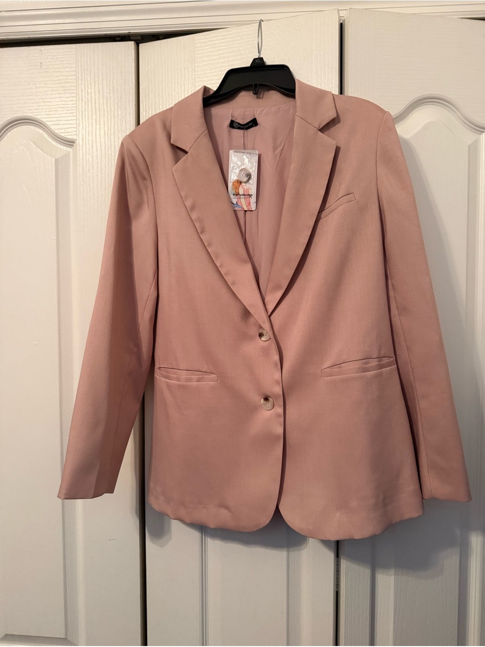 PrettyGarden Pink Blazer Women Large NWT Single Button Office Business Jacket - Picture 2 of 10